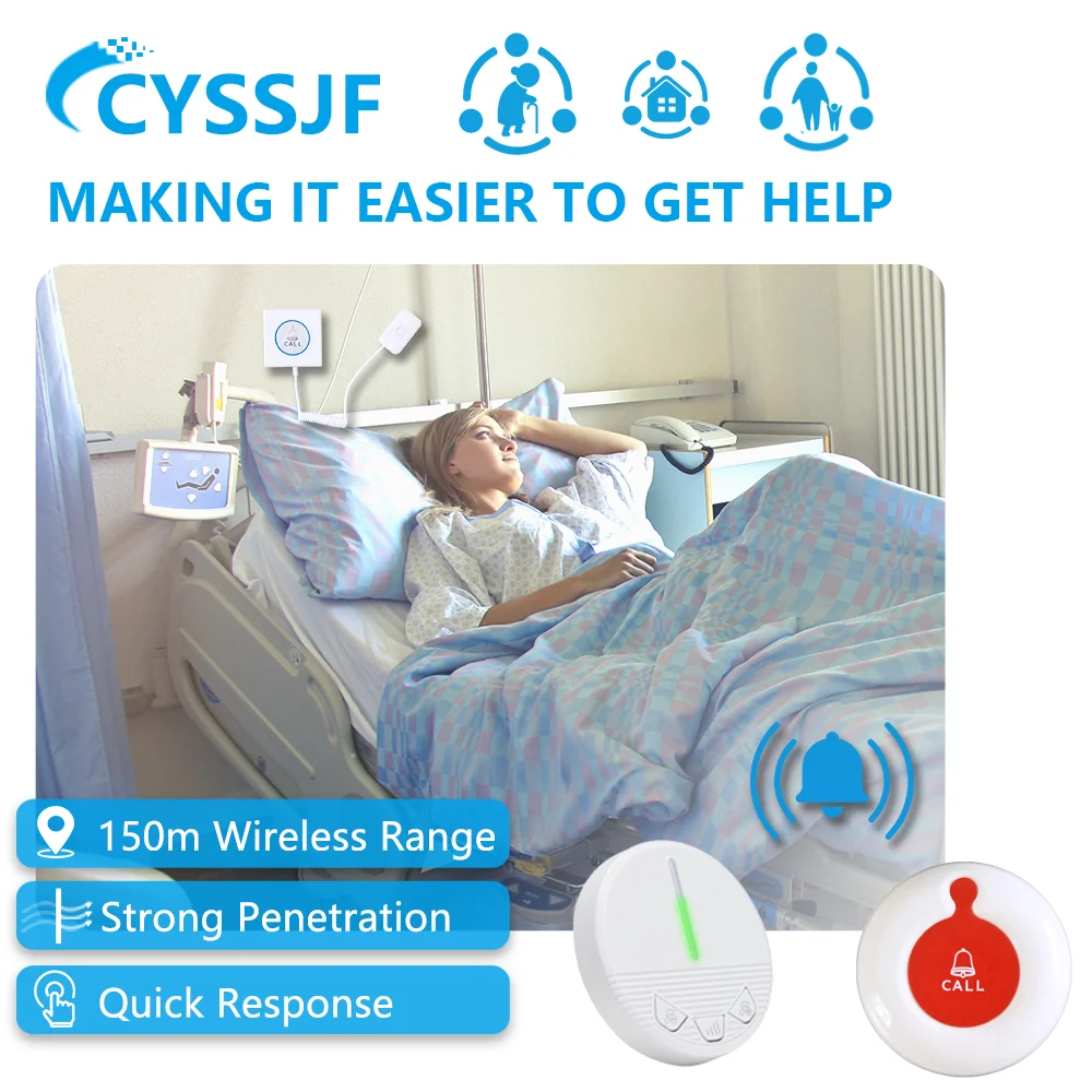 Emergency Nurse Call Button Wireless Wearable - Patient Safety Alert System for Hospital, Nursing Home