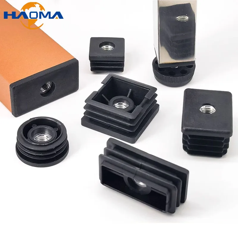 Kare/yuvarlak plastik PVC somun fiş mobilya ayak pedi denge ayarlanabilir tekerlek kol fiş dekoratif yükseklik ayarlamak