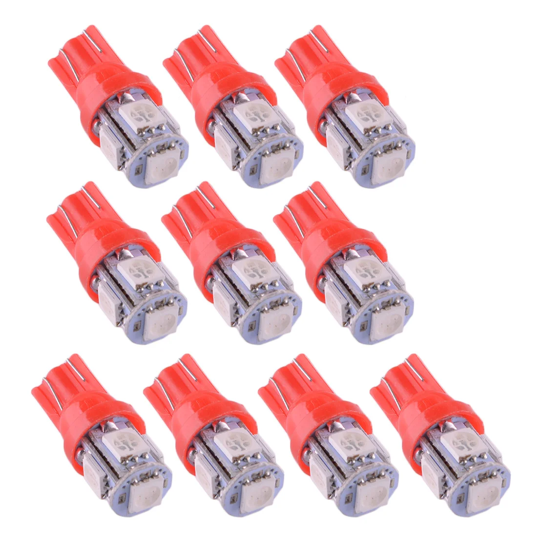 

10 шт. T10 светодиодные красные лампы для приборной панели, кластерные лампы для номерного знака, внутренний посылка, светильник постоянного тока 12 В