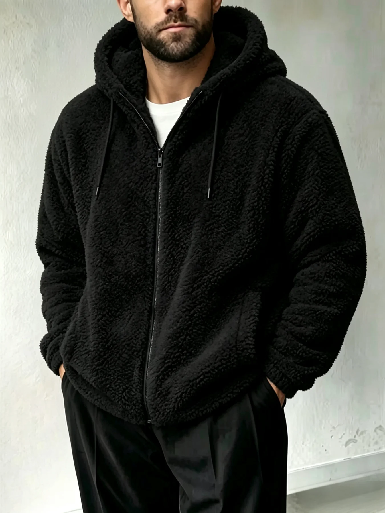 Men Sherpa Zip Up Hoodie Casua - Sherpa Hoodie Fleece recension och pris