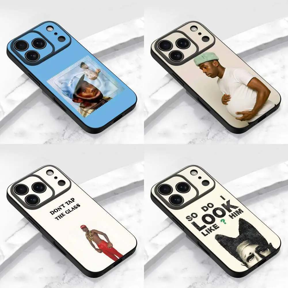 T-tyler The C-Creator Wolf Glass Chromakopia funda de teléfono para iPhone 17,16,15,14,13,12,11,Pro,Max,Plus,E,Air,Mini cubierta negra