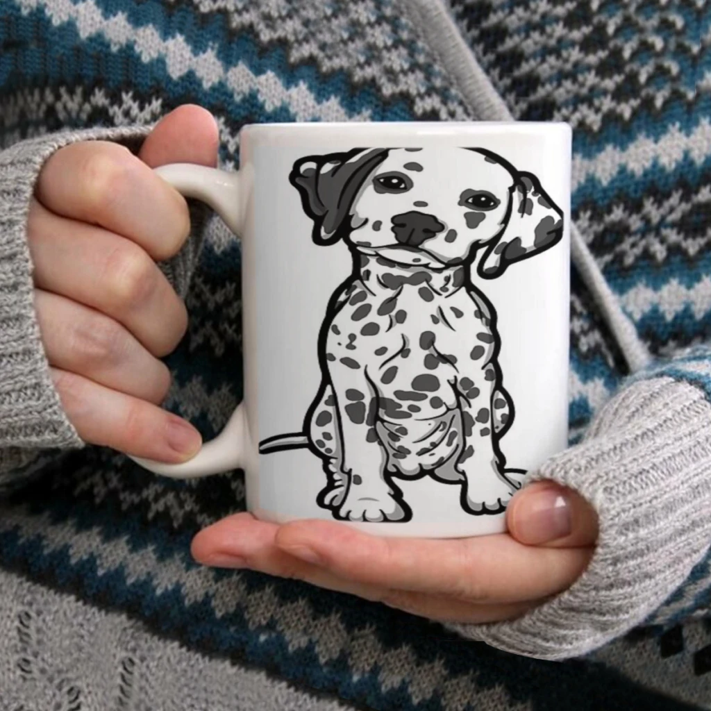 

Dalmatian White Grey SpotsCoffee Mug Tea Cup 11oz Coffee Cup Funny Birthday Ceramic Mug Personalized Cup