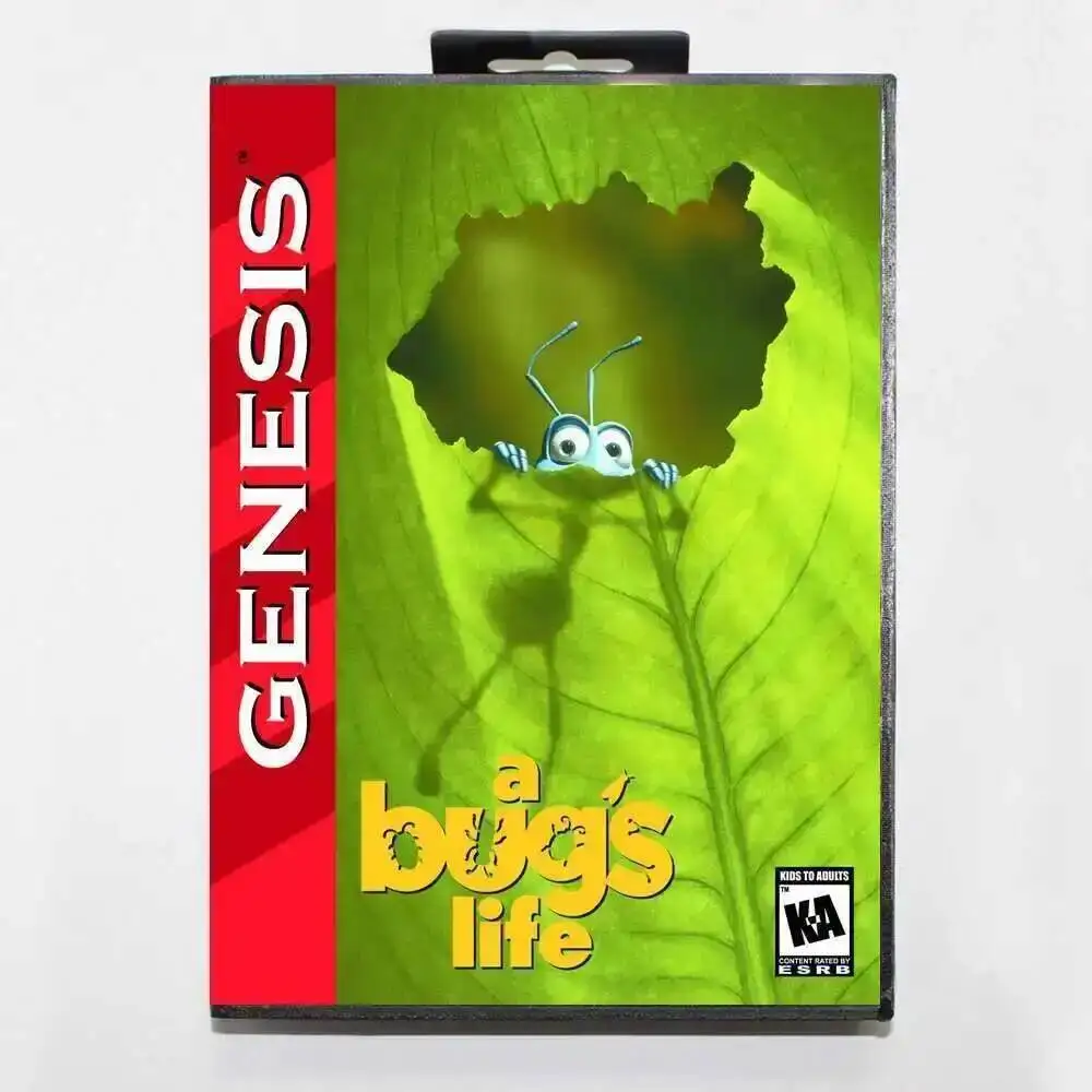 A Bugs Life MD Game Card with Custom Box for 16 Bit Sega Megadrive Genesis Console