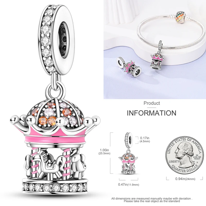 925 Sterling Silber Charm-Perlen Vierblättriges Kleeblatt Delfin Sonne Mond Kirsche Motorrad Reise DIY Armband Halskette Geschenk für Frauen – Detail 30