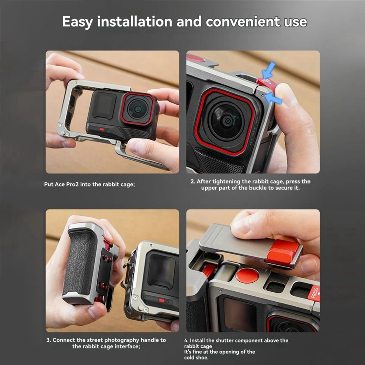 2025-support-de-poignee-xplorer-pour-camera-pro-2-1-support-d'extension-de-camera-a-cage-avec-cadre-en-aluminium-avec-bouton-d'obturation