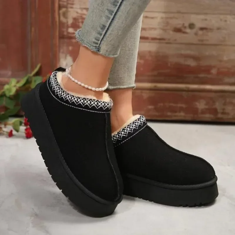 Chelsea Ankle Snow Boots Women Winter New Brand Fur Short Plush Warm Flats Slippers Platform Shoes Flip Flops Botas Cotton Shoes