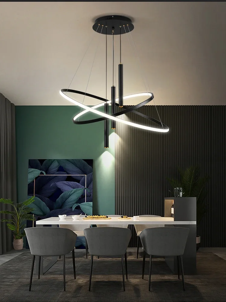 LED الثريات لغرفة المعيشة الحديثة غرفة الطعام المستديرة المطبخ جزيرة بريق قلادة أضواء تركيبات ديكور المنزل إضاءة داخلية