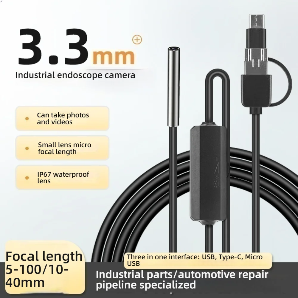 3.3mm Lens 4.5 ''HD IPS Scree Endoscope Cameras With Adjustable lighting Automotive Sewer Inspection Borescope for Android