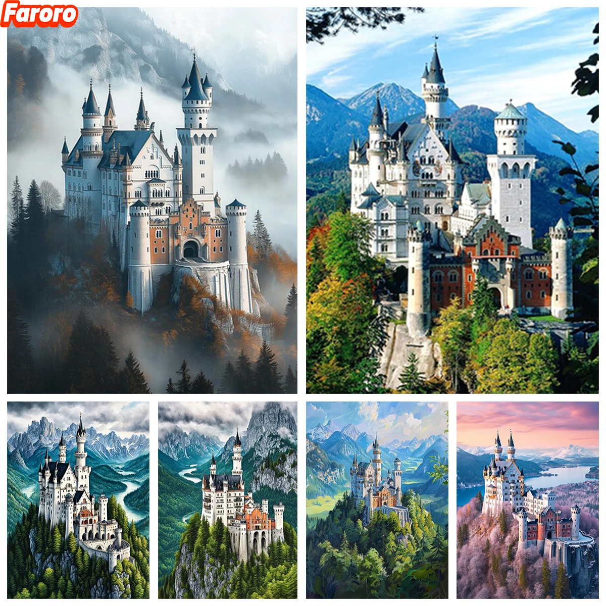 Neuschwanstein Castle 5D Diamond Painting Munich West Castle Mosaic DIY Diamond Embroidery Exquisite Home Wall Decor DIY Gift