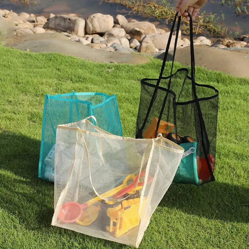 Leichte, atmungsaktive, schnell trocknende Reisetasche aus Mesh für Strandreisen, Outdoor-Aktivitäten, Aufbewahrung von Handtüchern und Spielzeug. – Detail 3