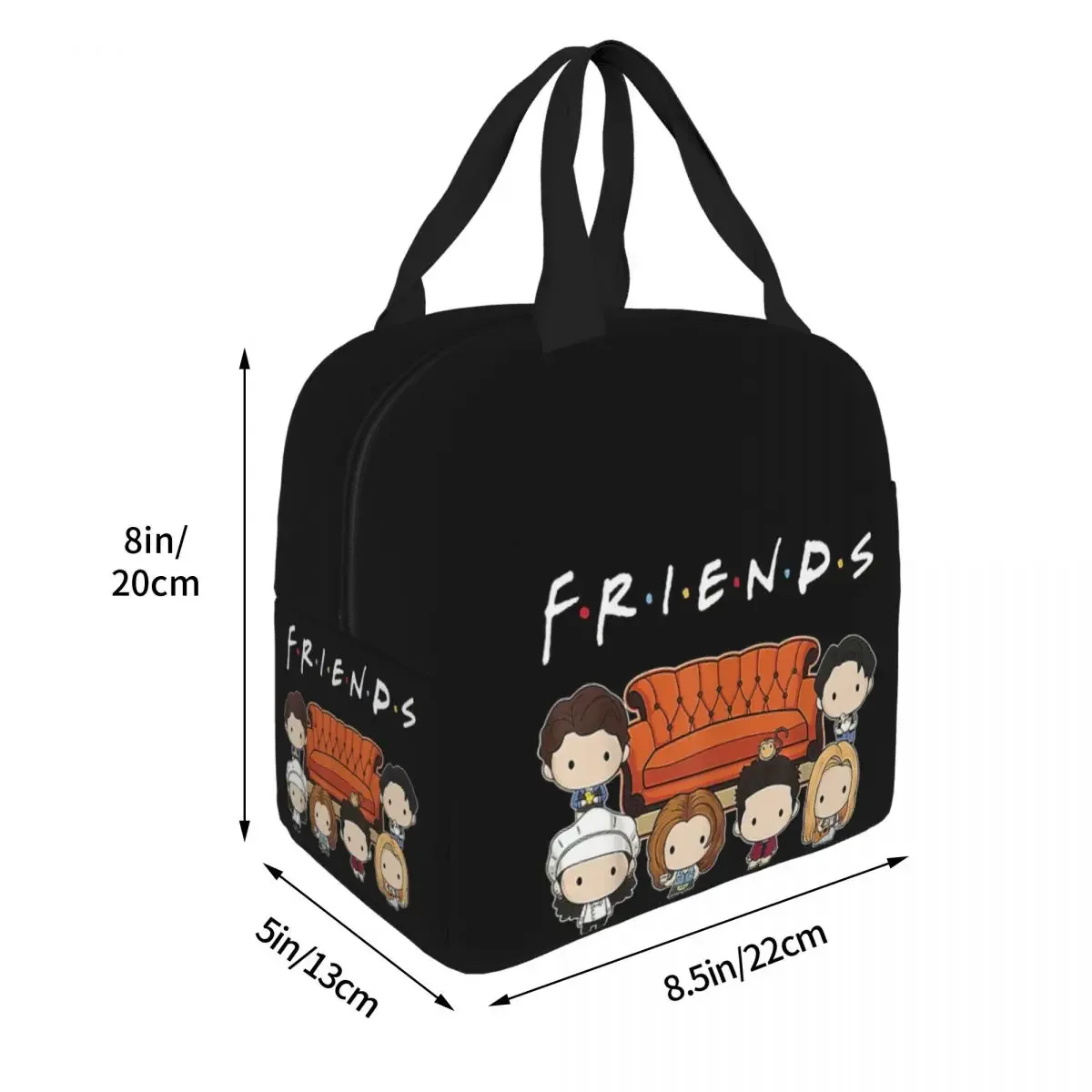 Friends Cartoon Borsa per il pranzo isolata Ad alta capacità American TV Show Borsa termica riutilizzabile Tote Lunch Box Beach Travel Uomo Donna