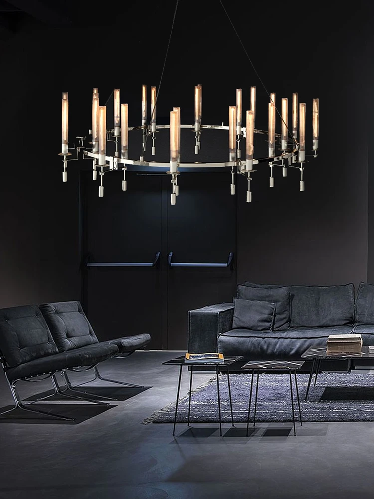 Minimalist Candle Design Glass Living Room Post-modern Round Villa Big Ceiling Chandeliers Home Decor American Cottage Style