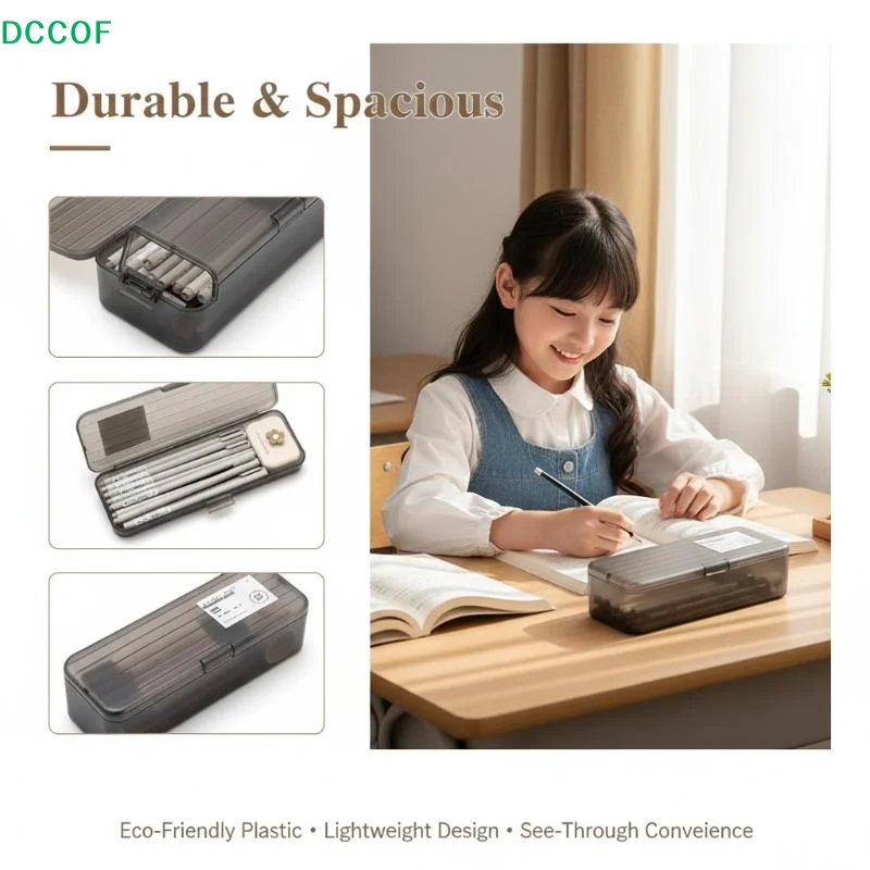 Transparent Pen Box Stackable Pencil Case Plastic Storage Box Large-capacity Multi-functional Gift