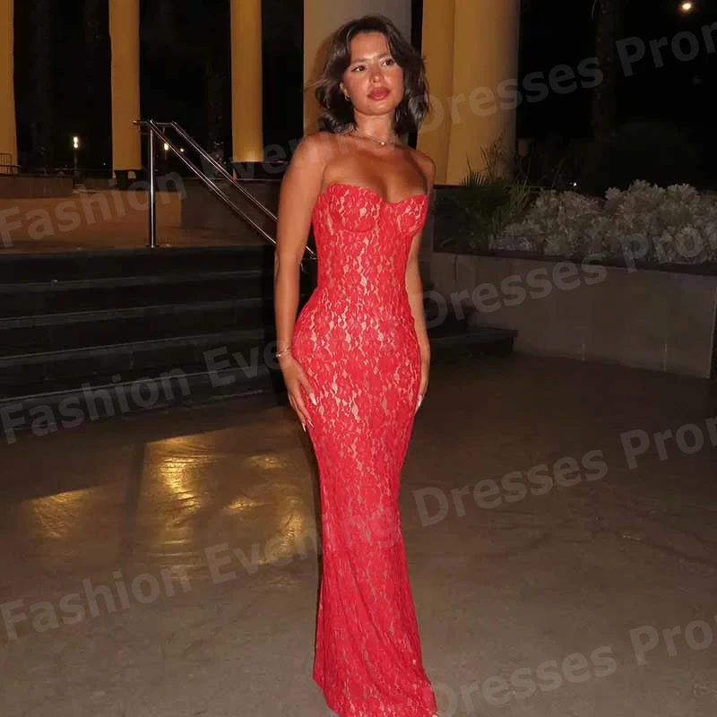 Exquisite Frauen Meerjungfrau Abendkleider Spitze Formale Party Prom Kleider Angepasst Ärmellose Backless Vestido De Gala Noche Mujer