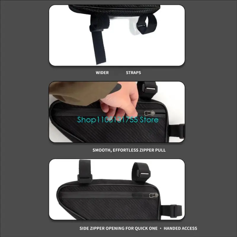 K0EF Bike Frame Bag with Frame Area Mounting for Cycling Use, Sloped Profile, Zippered Main Compartment and Storage Space for