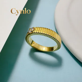 Cynlo Jewelry Pierścionek z moissanitem 0.2Ct 3.5mm D VVS1 dla kobiet, srebro próby 925, elegancka obrączka ślubna R230