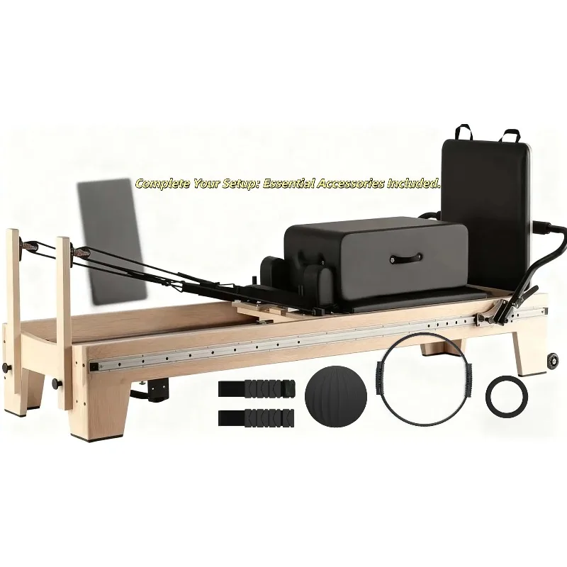 Professional Durable High Strength Adjustable Eco-Friendly Core Sliding Bed Oak Wood Pilates Reformer Equipment Yoga Studio Body