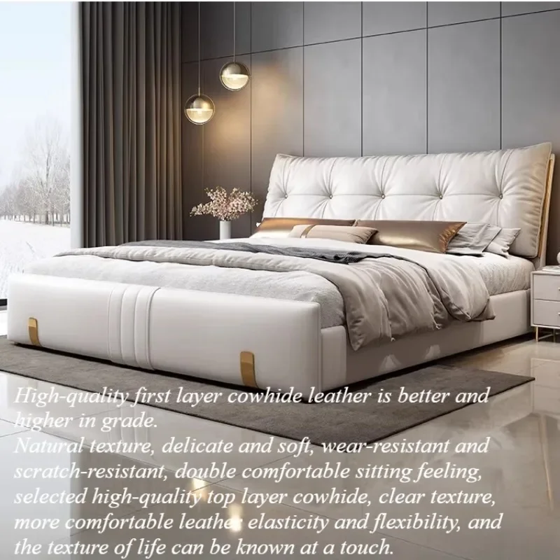 Adults 2 People Headboard Bed Full Size Hotel Floor 180x200cm Bed Frames Storage Double Family Luxury Home Bedroom Furniture