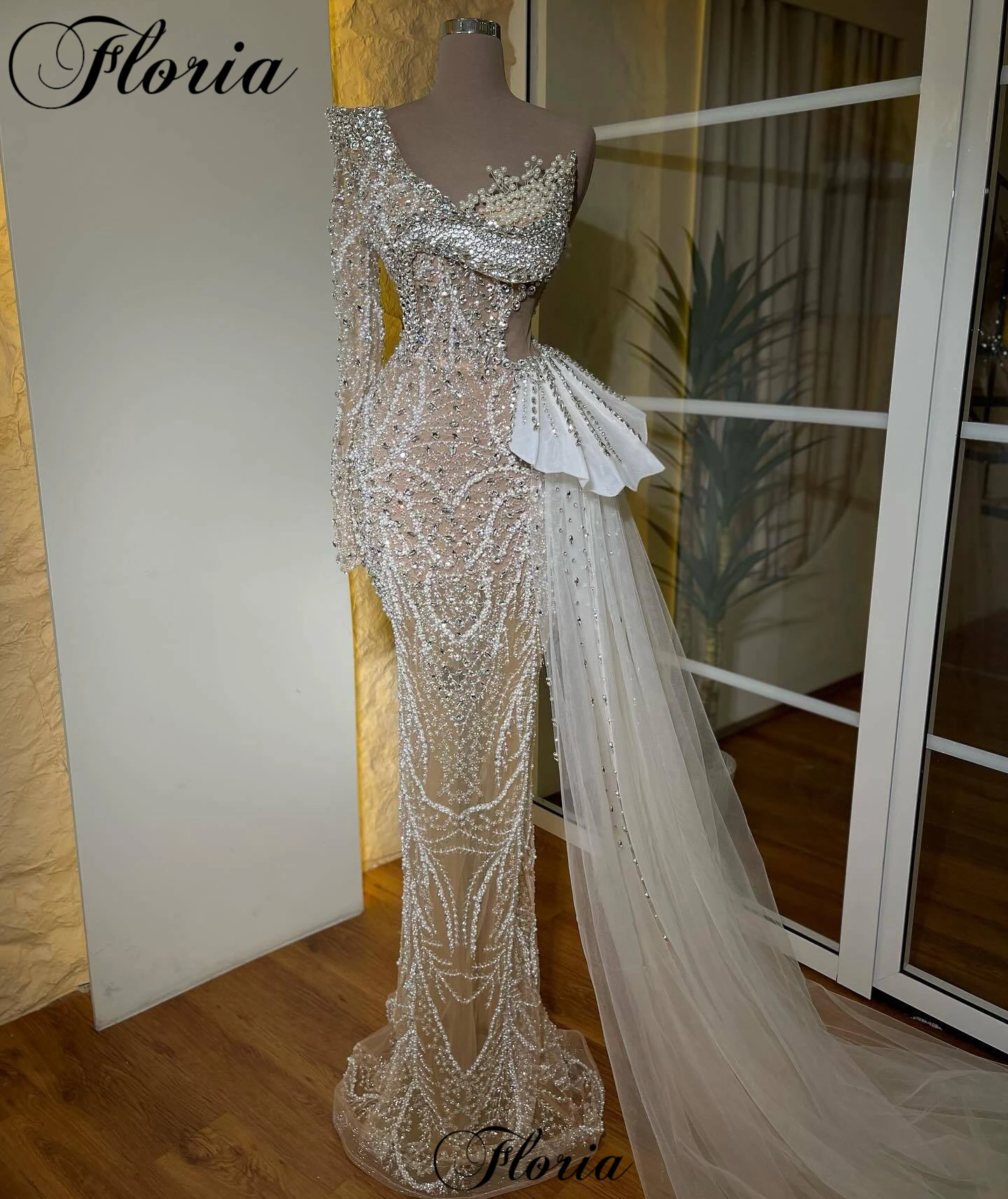 

Luxury One Shoulder Celebrity Dresses With Crystals Mermaid Special Occasion Dress Celebrity Dress Vestidos De Noche Customized