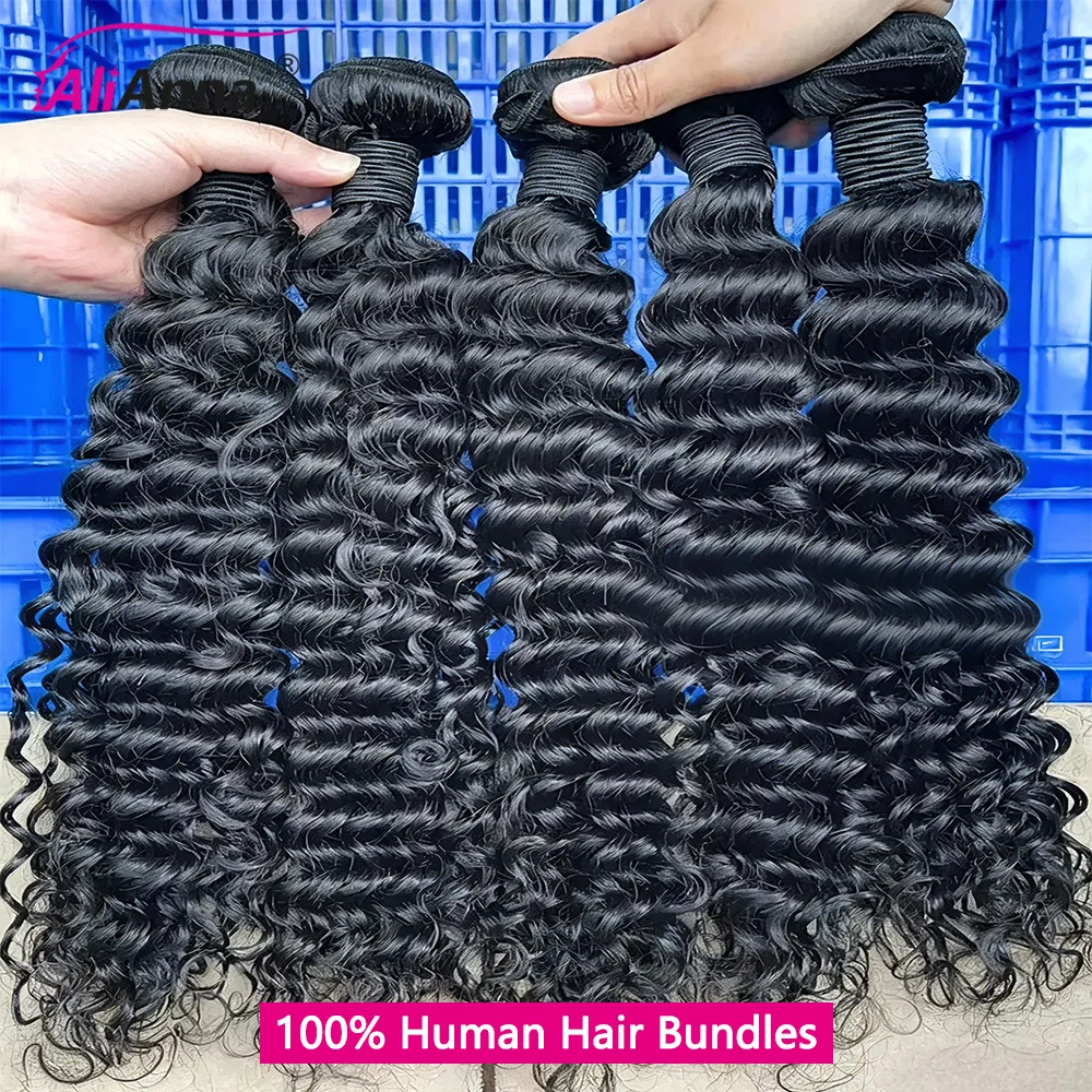 Deep Wave Human Hair Bundles And Weaves 22 24 26 Inch Burmese Curly Hair Bundles With Closure Human Hair 100% Raw Hair Bundles Deals And 4x4 Lace Closure Transparent HD Swiss Lace Preplucked With Baby Hair Brazilian Hair Extensions For Women Fast Shipping