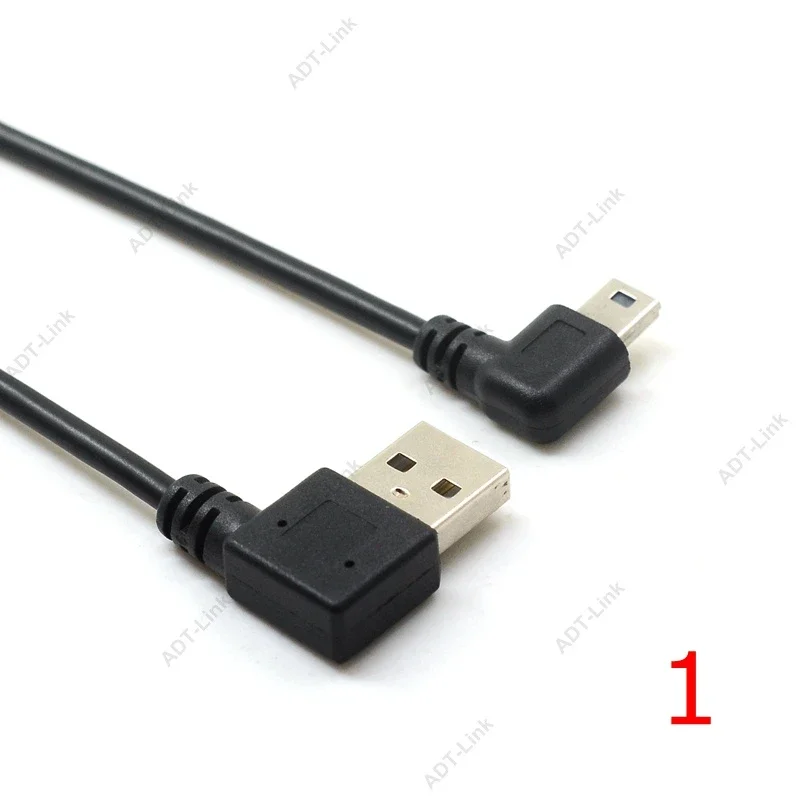 Mini USB Data Cable 25cm Angled USB 2.0 A Male To 5 Pin Mini USB Male Cord Adapter Connector Right & Left Angle