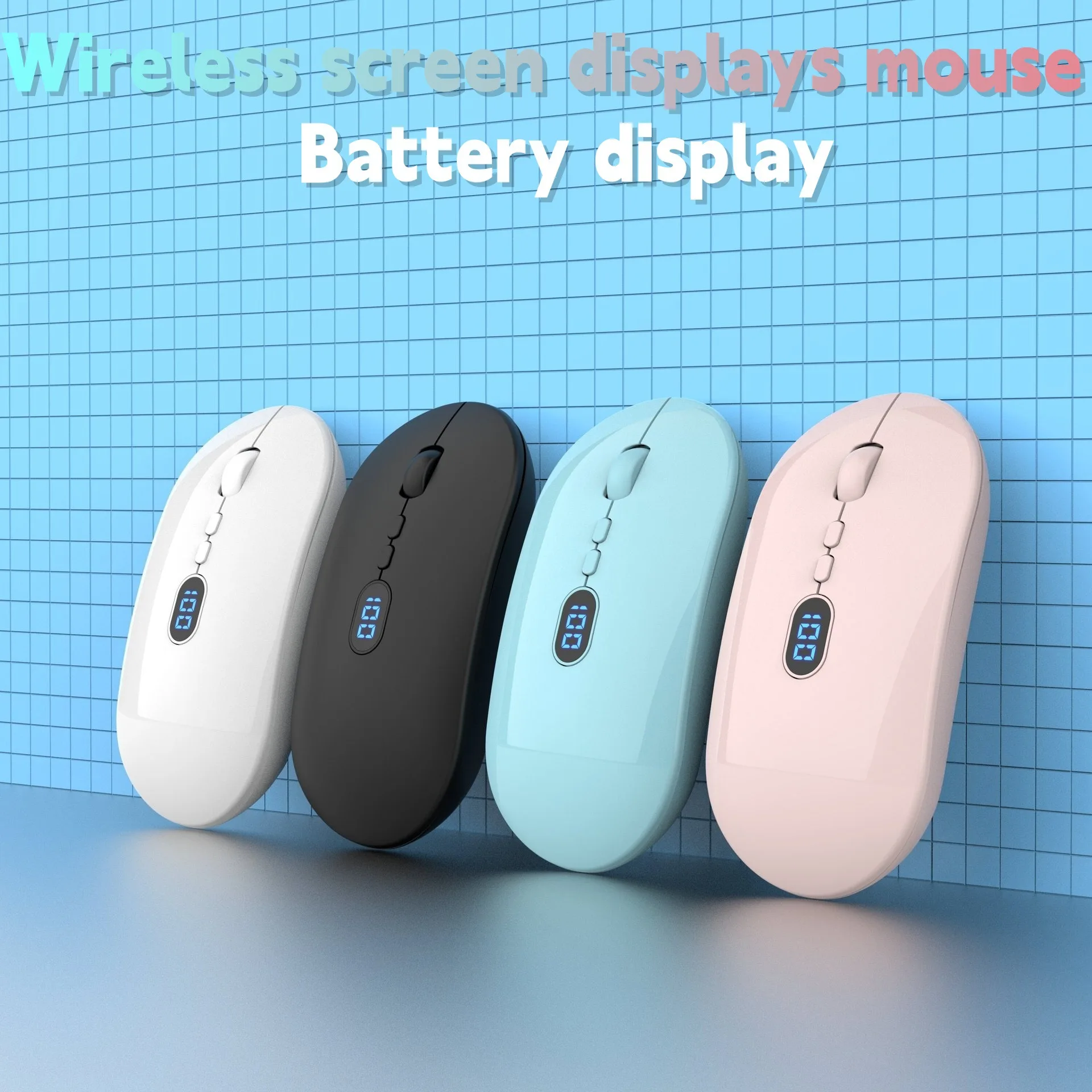 2024 New Wireless 2.4G  Computer Mouse Colorful Backlit Gaming Mouse Digital display Mouse Fashion Women Silent 1600DPI