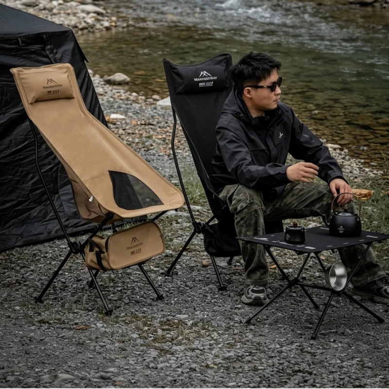 Outdoor Camping High Chair - ﻿ MOUNTAINHIKER Kamp Ay Sandalyesi Yüksek