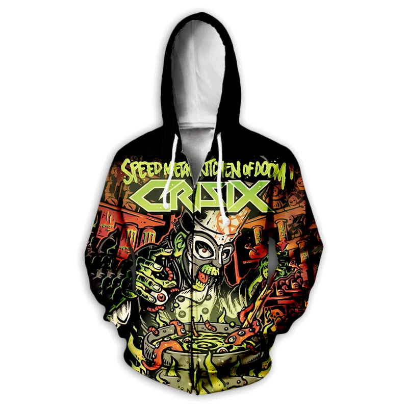 Crisix Rock Zipper Hoodies 3D Printing Men Casual Fashion Streetwear Long sleeve Sweatshirts Zipper Hoodie Male Tracksuit