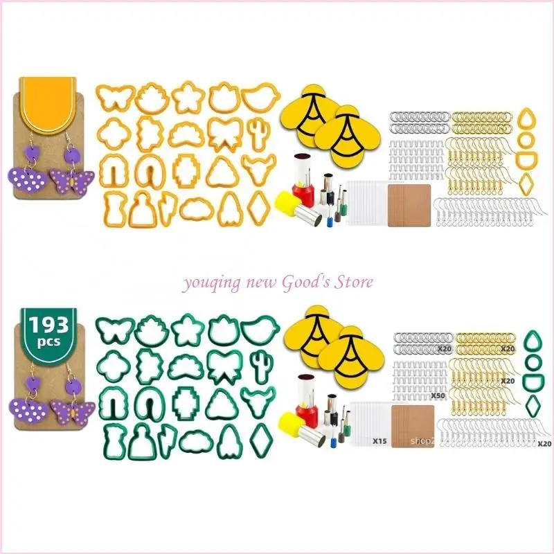 57QA Polymer Clay Cutter Set,Clay Earring Cutter Clay Cutter for Polymer Clay Jewelry Making with Earring Cards,Earring Hook