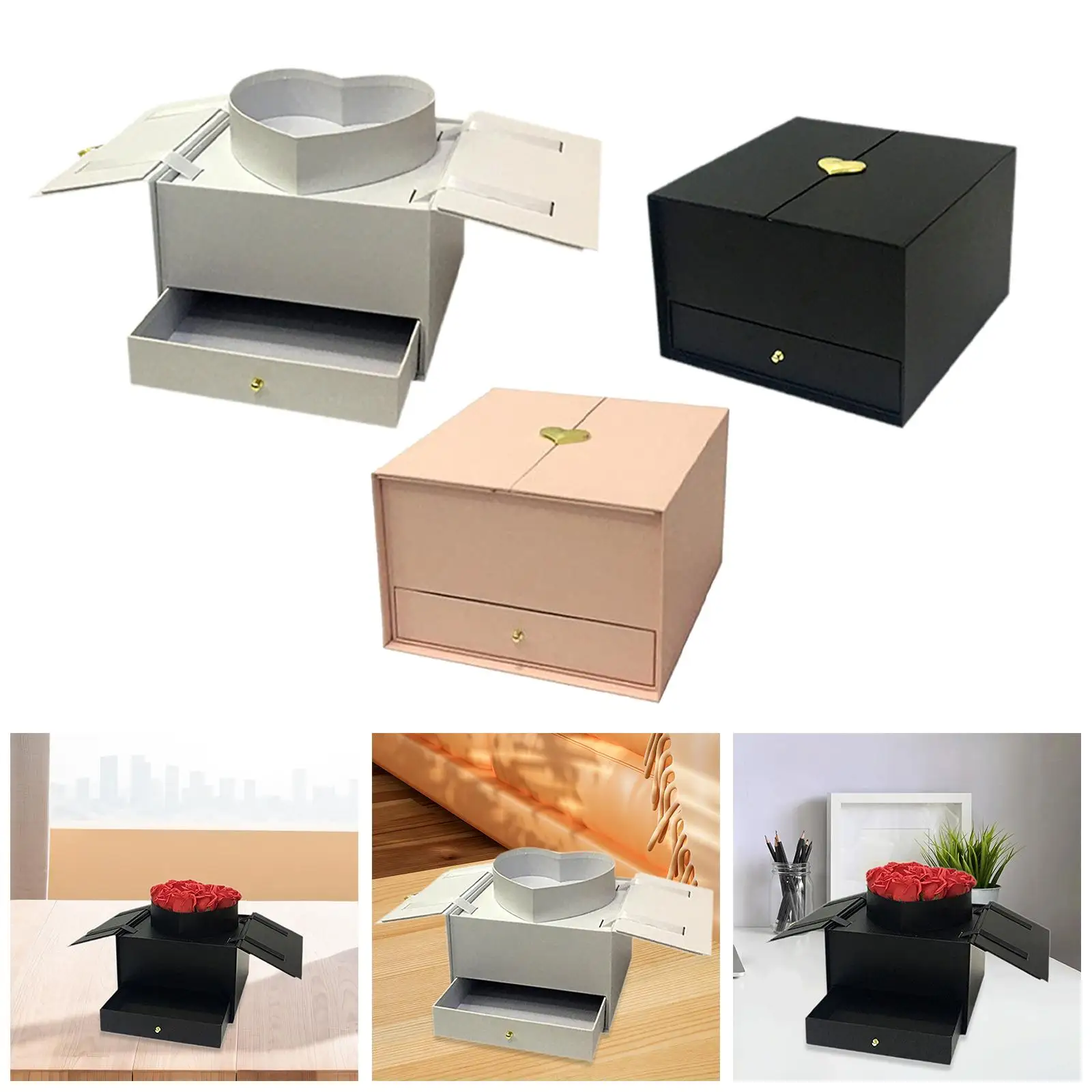 

Empty Flower Arrangement Gift Box with Drawer Cardboard Material Multipurpose