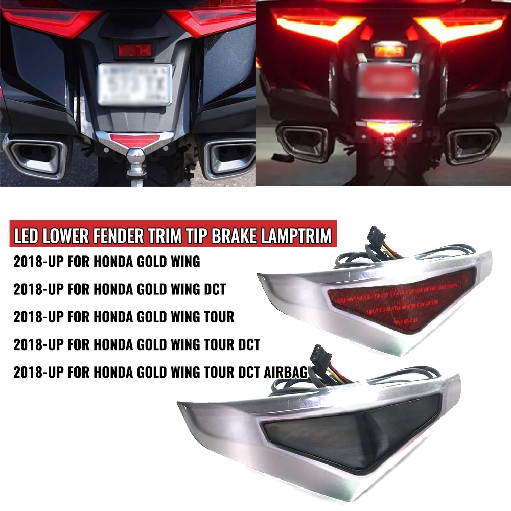 For Honda GoldWing 1800 GL1800 2018-2024 LED Lower Fender Trim Tip Brake LampTrim Tail Light Brake Running LED Light Tail LED
