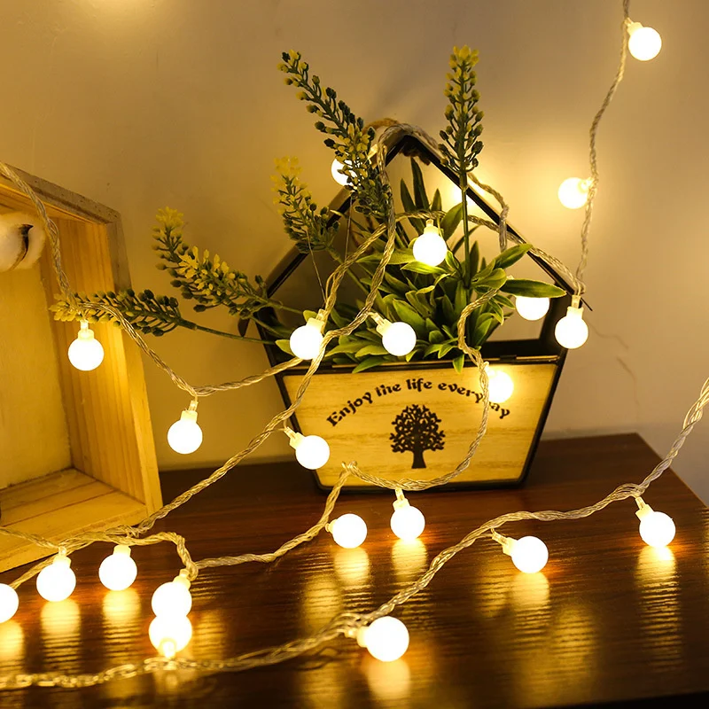 Battery Powerd LED Ball String Outdoor Garland Bulb Fairy Chain Lights Decoration Party Home Wedding Garden Christmas Decor