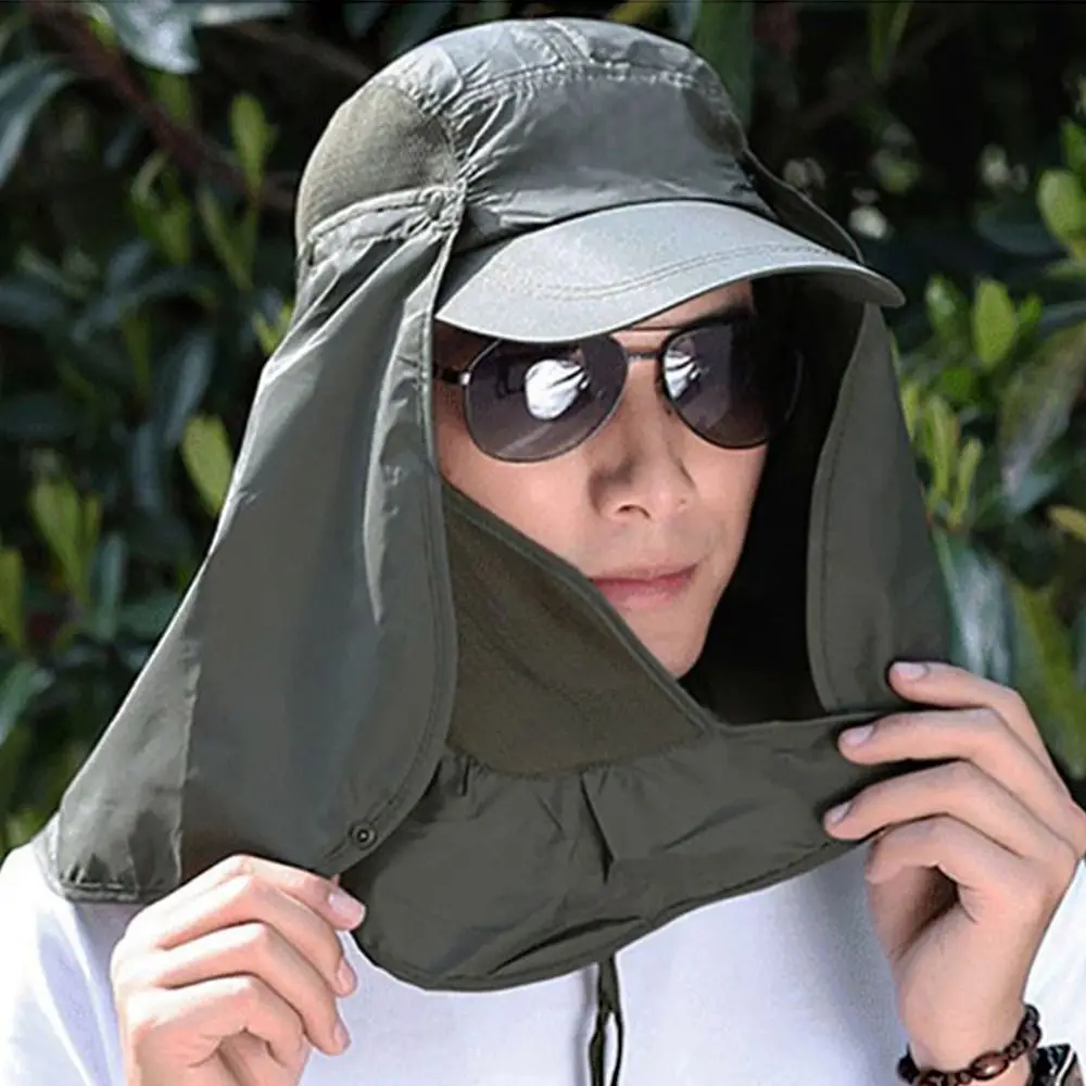 Летняя регулируемая солнцезащитная кепка для рыбалки с защитой от УФ-лучей, дышащая бейсболка, панама для рыбаков, уличная кепка-козырек для защиты шеи и лица от солнца ﻿