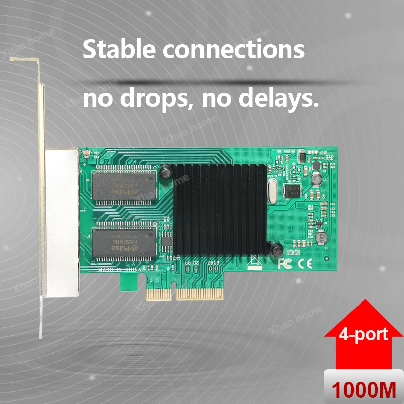 Para tarjeta Intel I350-T4 PCIe X4 Gigabit Ethernet (4 puertos) - NIC de servidor/escritorio con VLAN, WOL, cámara y visión industriales de fibra