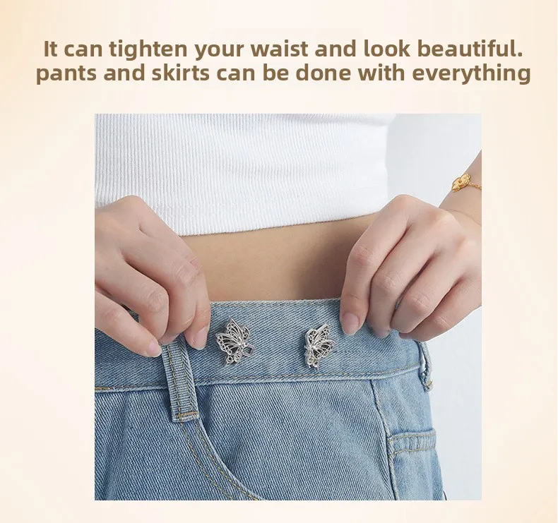Jeans Button Adjustable Clips for Pant Skirts Waist Tightener Buckle Snap Button Adjuster Butterfly Pin Button Clothing Supplies
