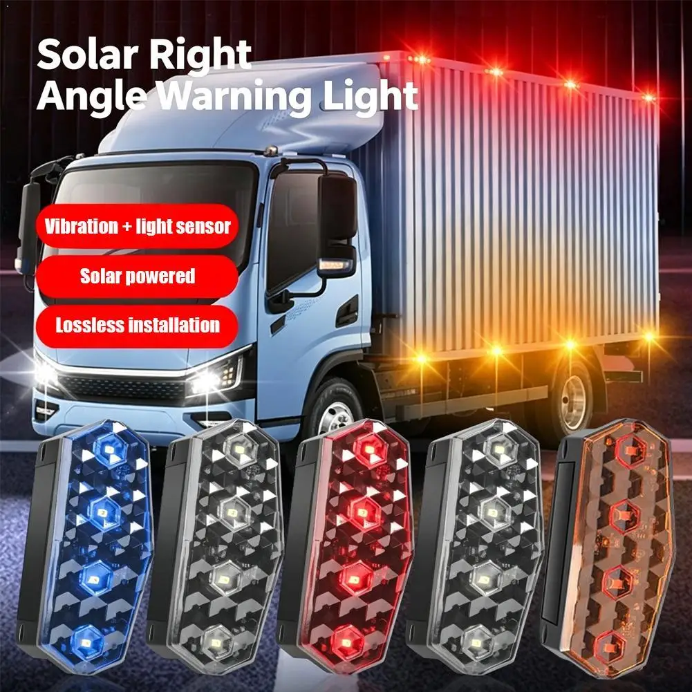 Solar Side Marker Light Wireless LED Warning Lamp for Truck Trailer RV Waterproof Smart Vibration Sensor Safety Accessory