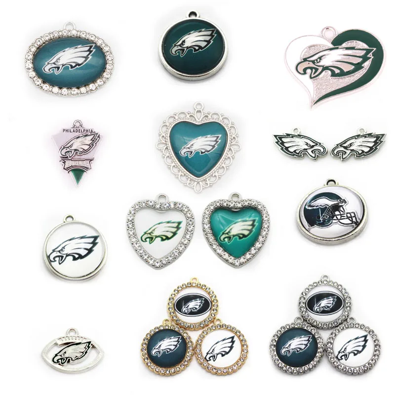 12pcs/lot Custom US Philadelphia Football Charms Pendant DIY Necklace Earrings Bracelet Sports Jewelry Accessories