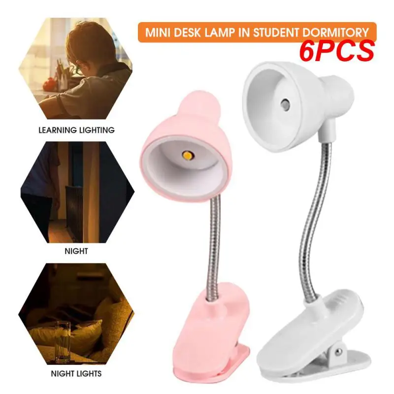 

6PCS Desk Lamp Clip Design Table Lamp For Bedroom Study 12.5x5cm Household Tools Book Light Reading Lamp Bedside Night Lights