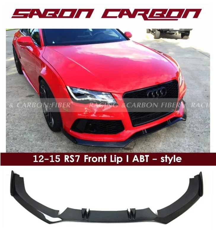 

13-15 ABT style carbon fiber front bumper splitter lip spoiler for Audi RS7 Perfect fitment