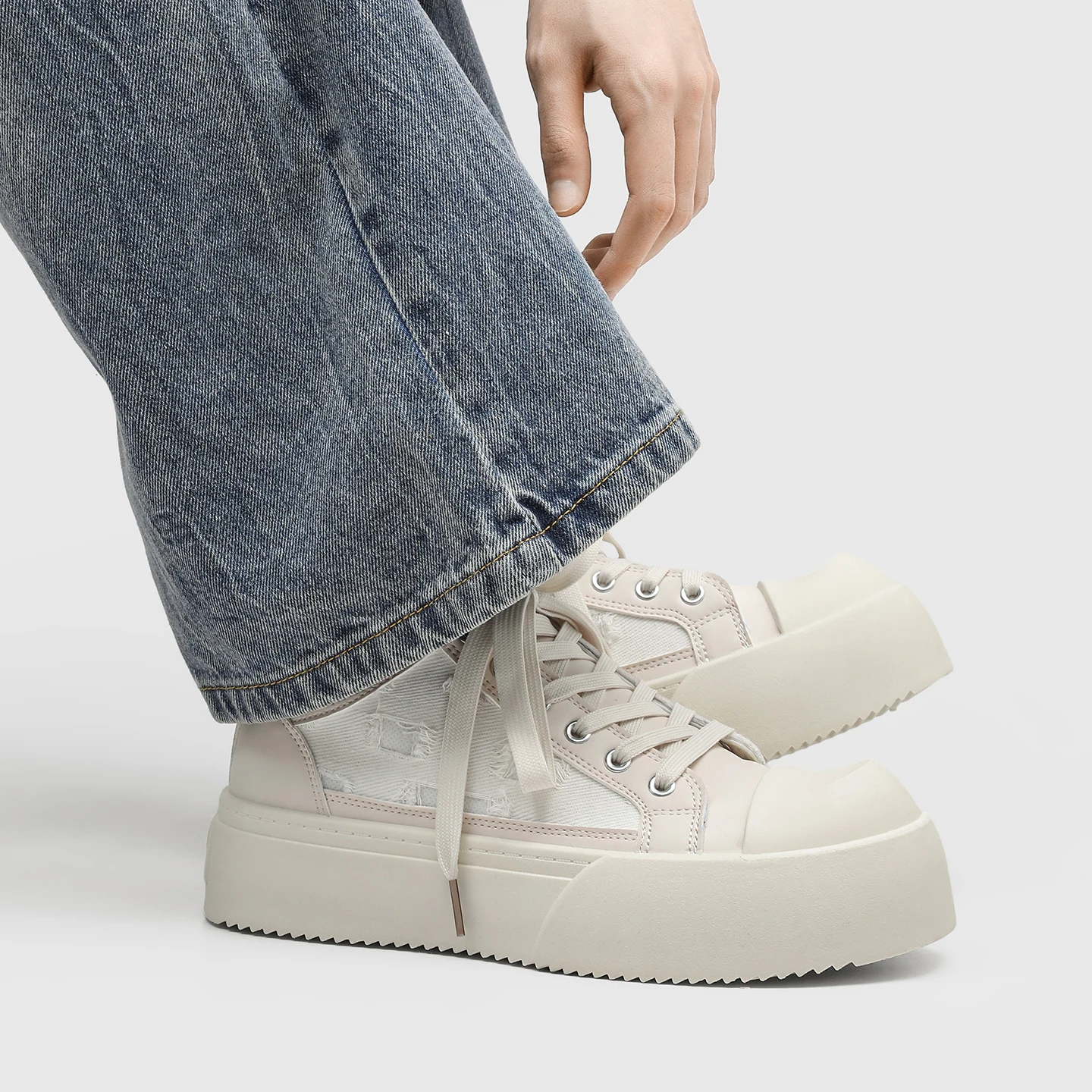 Men's Chunky Toe Shoes, Thick Bottom Height Increasing Sports Casual Board Shoes, All-Match Commute Low-Top Derby Canvas Shoes