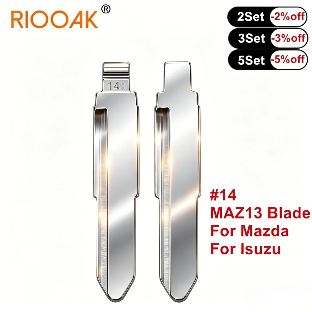 10Pcs #14 MAZ13 Metal Uncut Flip Key Blank Replacement Key Blade Compatible With KD VVDI Key Cutting Machine For Mazda Isuzu Hai