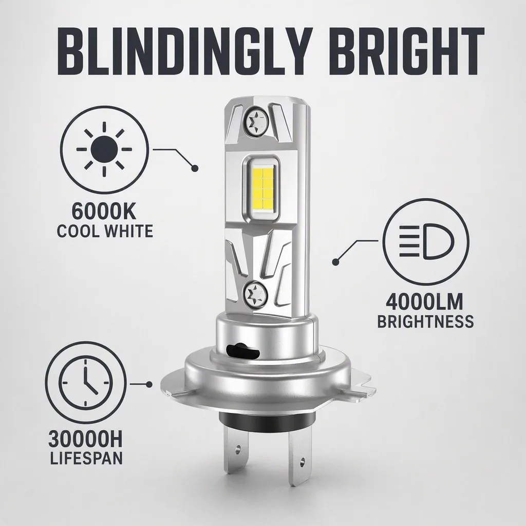 4pcs H7 LED Lights for Car Headlight Bulb 1000000LM Mini Wireless Auto Lamp +800% Bright Spotlights Automobile LED Headlamp 12V
