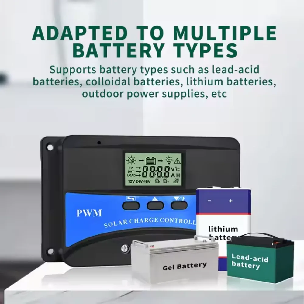 조정 가능한 LCD 디스플레이 타이머 설정이있는 VictorFri PWM 컨트롤러 12V/24V 60A 듀얼 USB 자동 태양 전지 패널 충전기 레귤레이터