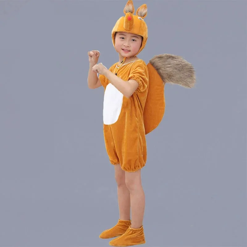 Costumes d'écureuil d'halloween pour enfants, vêtements de scène d'animaux mignons pour filles et garçons, vêtements de cosplay