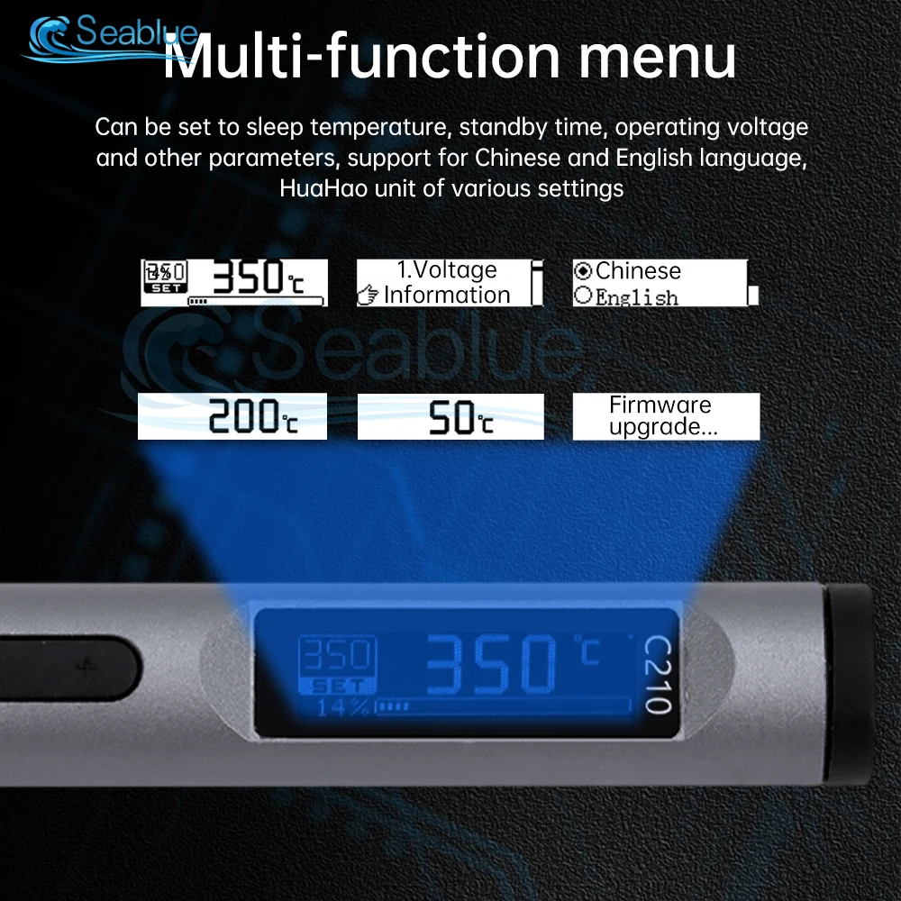 Imagem -04 - Ferro de Solda Inteligente Temperatura Ajustável 100w Calor Rápido Portátil Digital Inteligente Kit Estação de Solda Elétrica C210