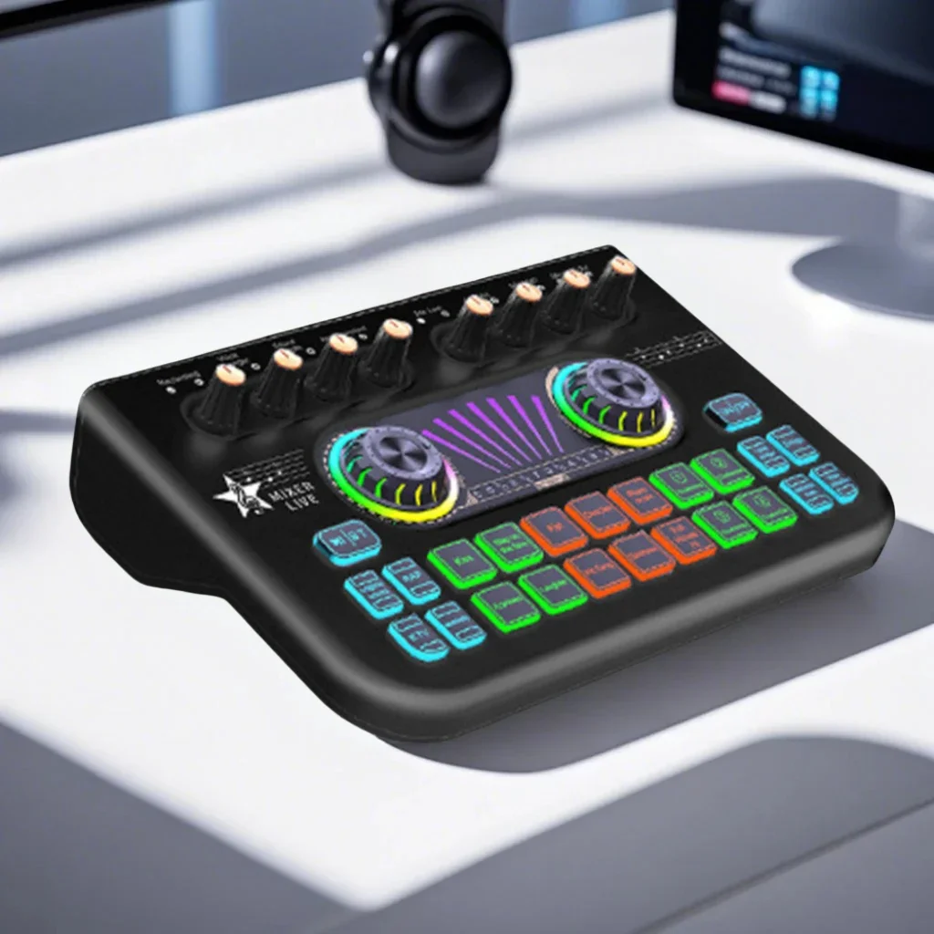 

X3 Audio Interface DJ Mixer Sound Card Mixer 14-Effect Podcast Mixer for PC Phone Recording Live Streaming Gaming