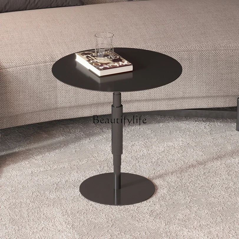 FGFG11Italian minimalist light luxury living room home sofa side few stainless steel black titanium side table