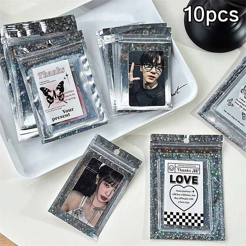 

10Pcs Fashion Double Sided Laser Photo Card Packaging Bags Jewelry Gifts Packaging Bag DIY Idol Photo Card Packaging Bags
