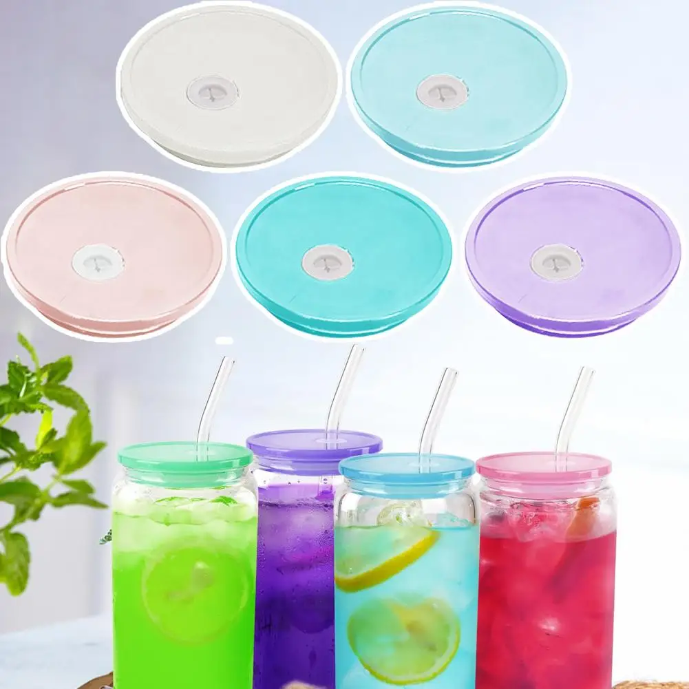 Easy to Clean Acrylic Glass Lid Acrylic Glass Lid for 16oz Glasses Reusable Acrylic Lids for 16 Oz Glass Cups with for Iced