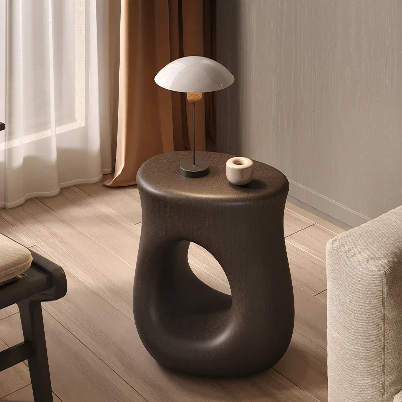 a Modern Artistic Organic Shape Side Table Cutout Design Wood Texture End Table Accent Table For Living Room Bedroom Home Deco